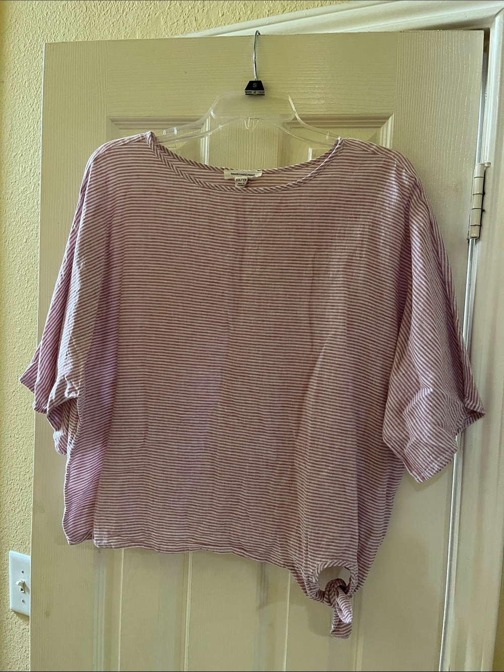 beachlunchlounge Red and White Striped Oversized Tunic with Side Knot-XS
